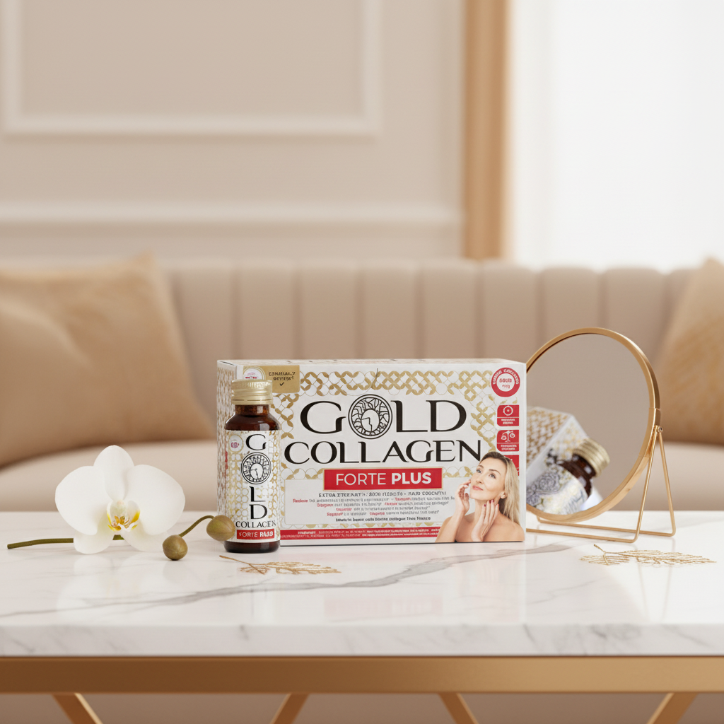 Gold Collagen Forte Plus in luxurious elegant beauty setting