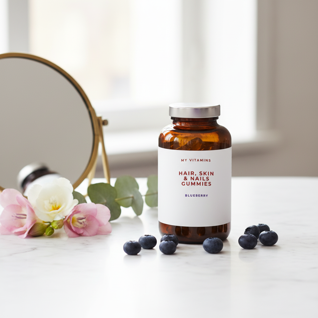 My Vitamins Hair, Skin & Nails in bright beauty-wellness setting
